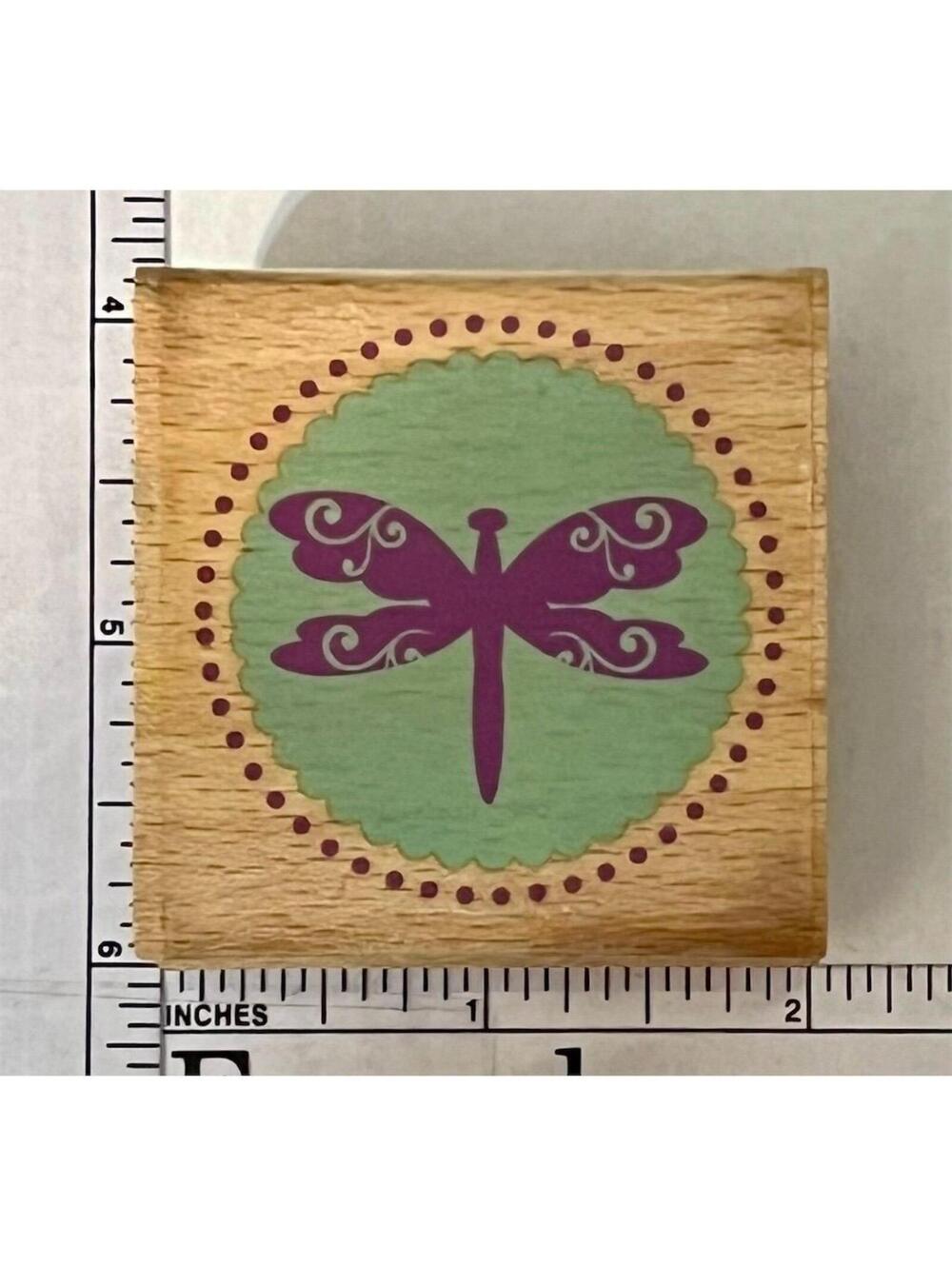 Hampton Art Dragonfly Wood Mounted Rubber Stamp Vintage Craft
